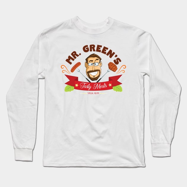 Mr. Green's Tasty Meats Long Sleeve T-Shirt by geekhard